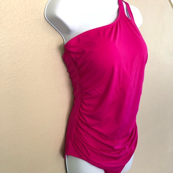 Holipick One Shoulder Tummy Control Modest Coverage Keyhole One Piece Swimsuit - Picture 6 of 13